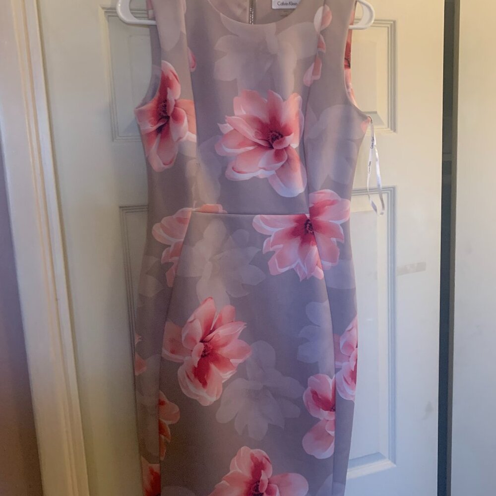 SIZE 6, FLORAL, MID LENGTH, CALVIN KLEIN DRESS